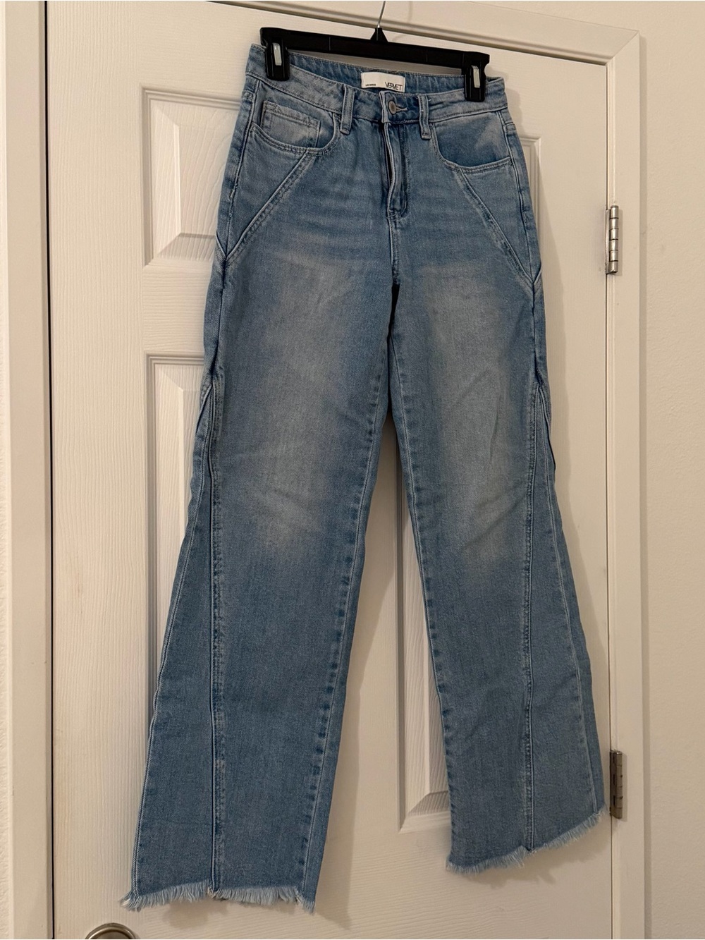 Vervet Light Wash Wide Leg Jeans With Angled Seams